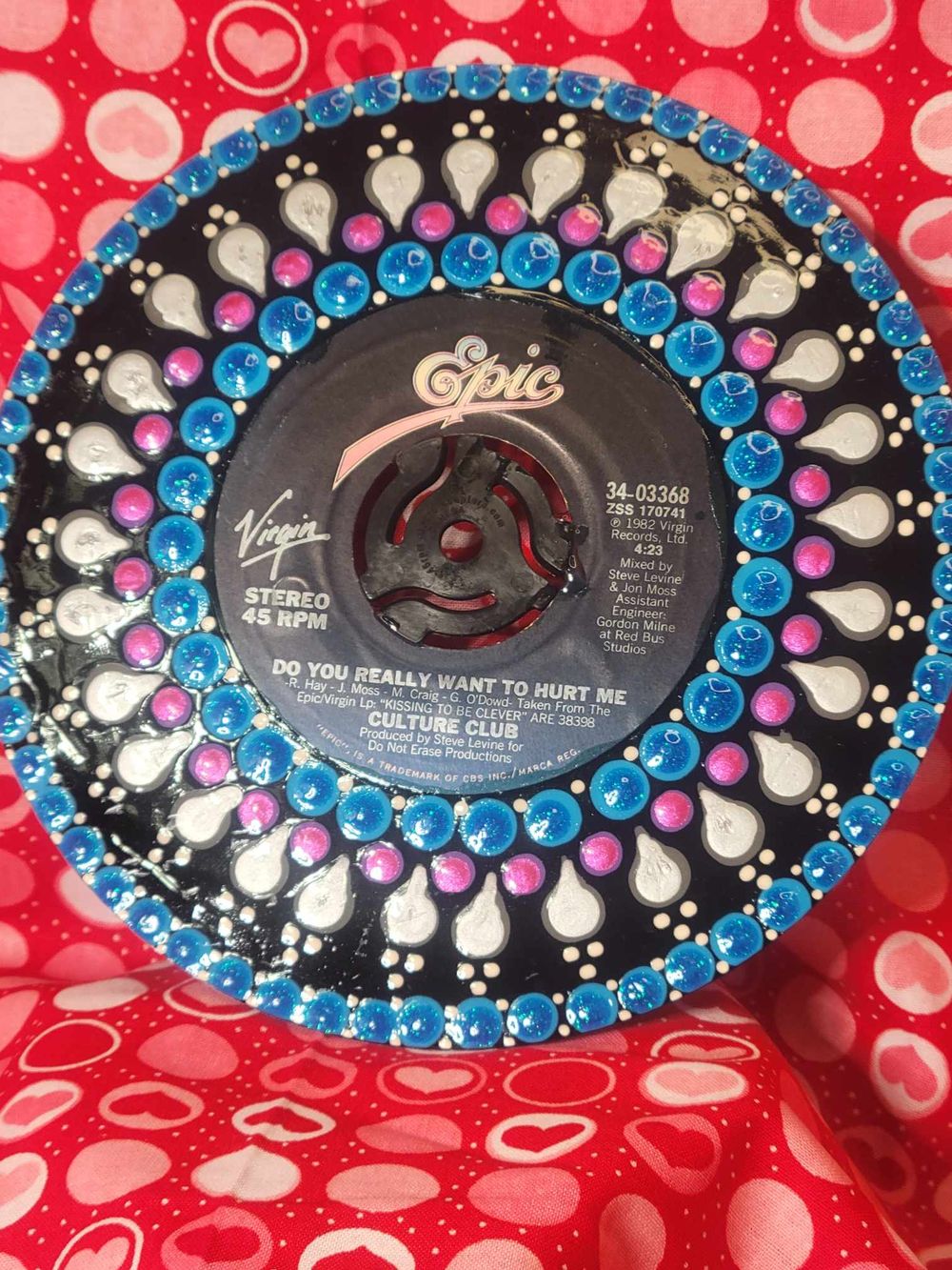 Painted 45rpm clock ("Good Times")
